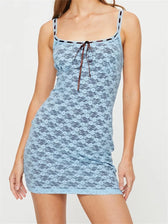 Sexy Sleeveless Strap Tie up Lace Floral Mini Dress