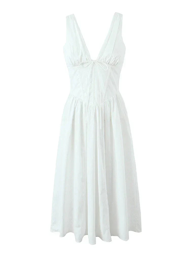 VESLIE MIDI DRESS White
