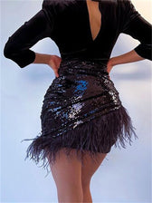 Sequin Pleated Denim Mini Skort