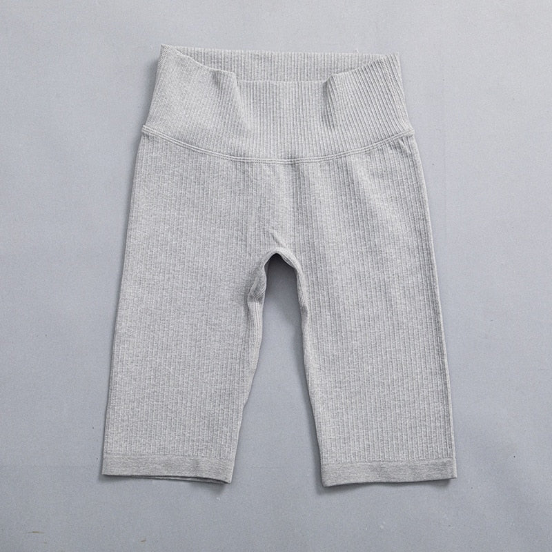 Mojoyce Solid Ribbed Yoga Pants Leggings Women Seamless Sport Leggings Gym Clothing Fitness High Waist Push Up Workout Tights Pants