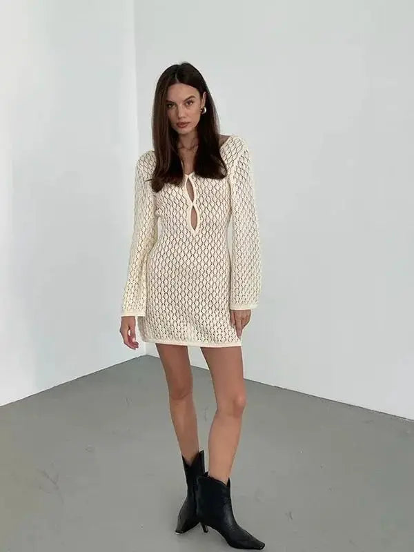 ERICA KNITTED DRESS White Mini