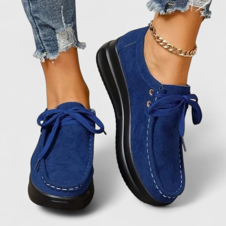 Lace Up Suede Look Platform Moccasin Sneakers