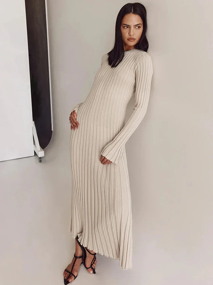 Diana Timeless Knitted Dress with Lacing Elevated Occasion Wear