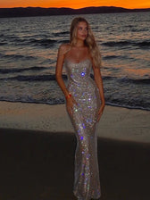 Sequin Diamonds Fishtail Maxi Dress