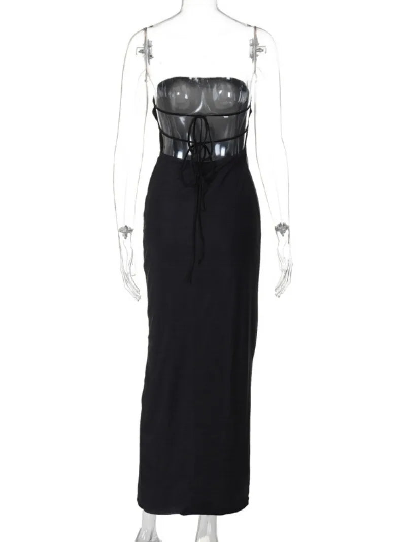 Strapless Floral Print Bodycon Maxi Dress 16