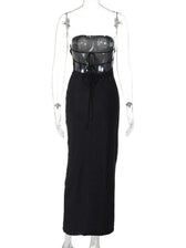 Strapless Floral Print Bodycon Maxi Dress 16