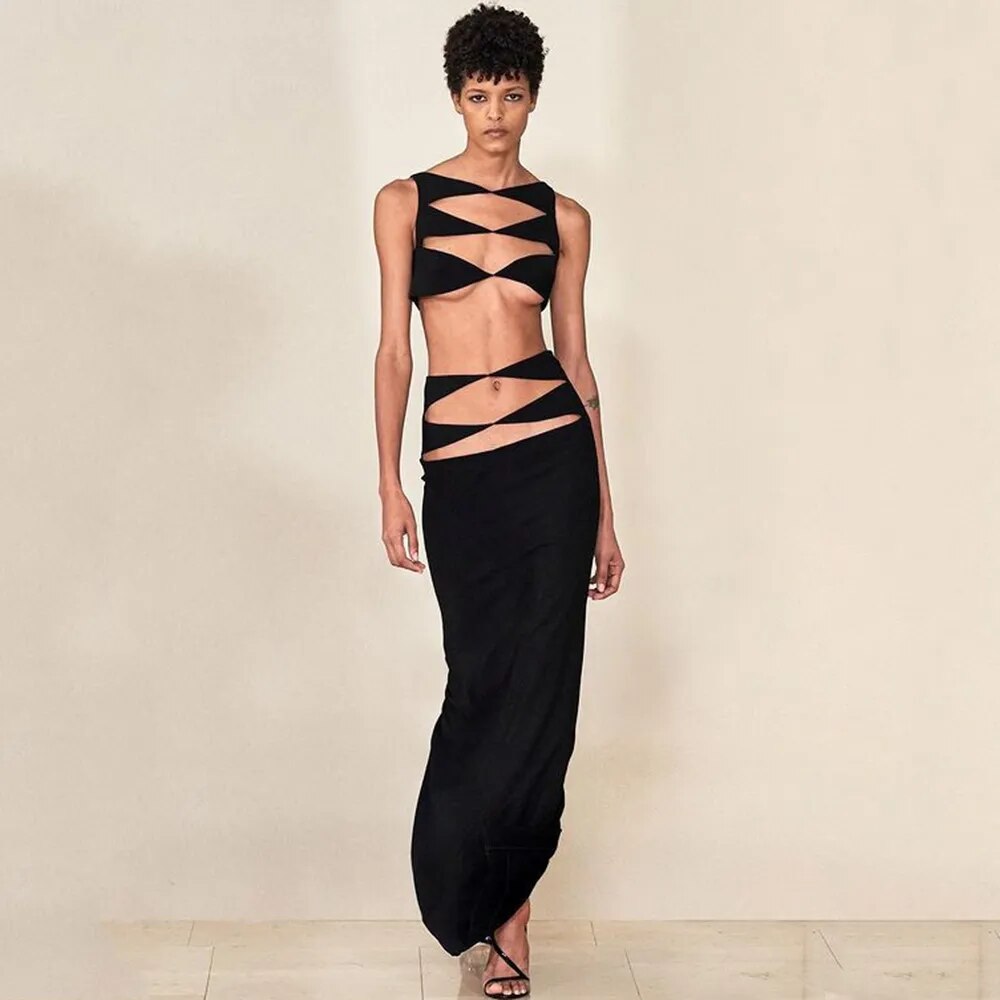 Cut Out Sleeveless Bodycon Bandage Midi Dress 14
