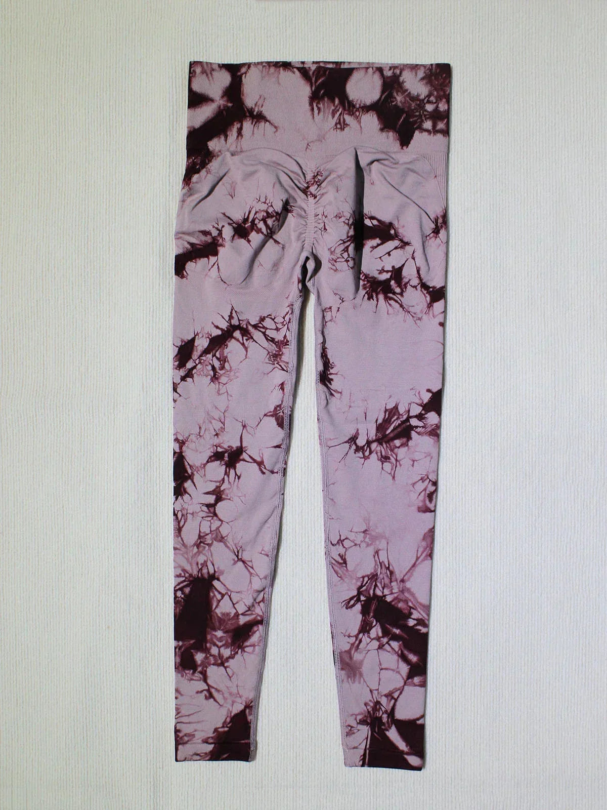 Tie Dye Waist Tummy Control Seamless Push Up Yoga Legging Light Peach / S