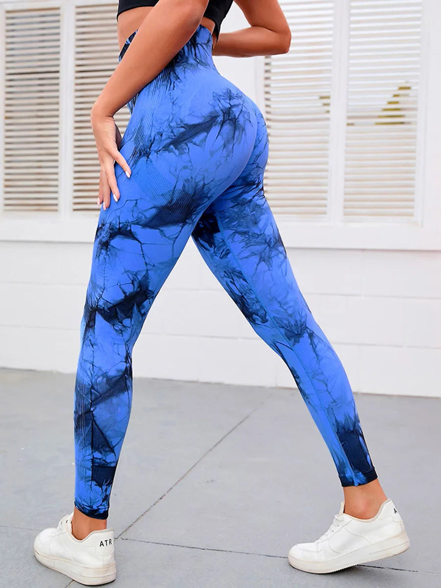 Tie Dye High Waist Seamless Ribbed Workout Leggings 4
