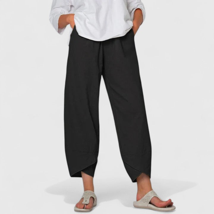 High Waist Relaxed Wide Leg Tulip Hem Pants