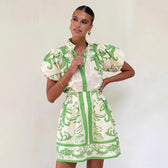 Print Puff Sleeve Two Piece Set 7
