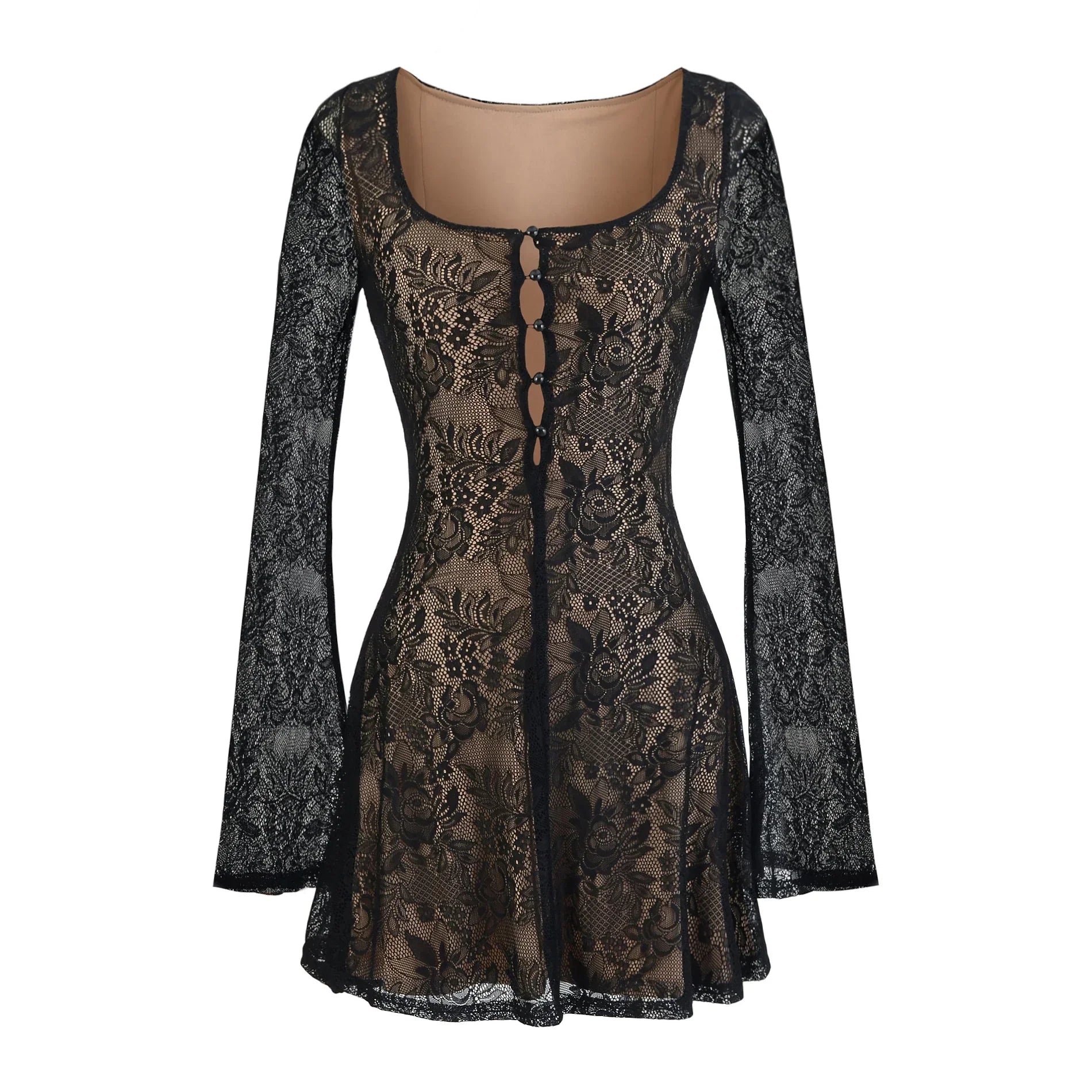LIEN LACE MINI DRESS Black