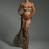Leopard Mesh Patchwork Maxi Dress 8