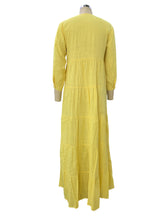 V-Neck Long Sleeve Button Up Tiered Maxi Dress 23