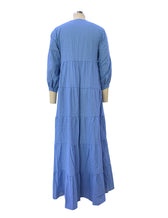 V-Neck Long Sleeve Button Up Tiered Maxi Dress 26