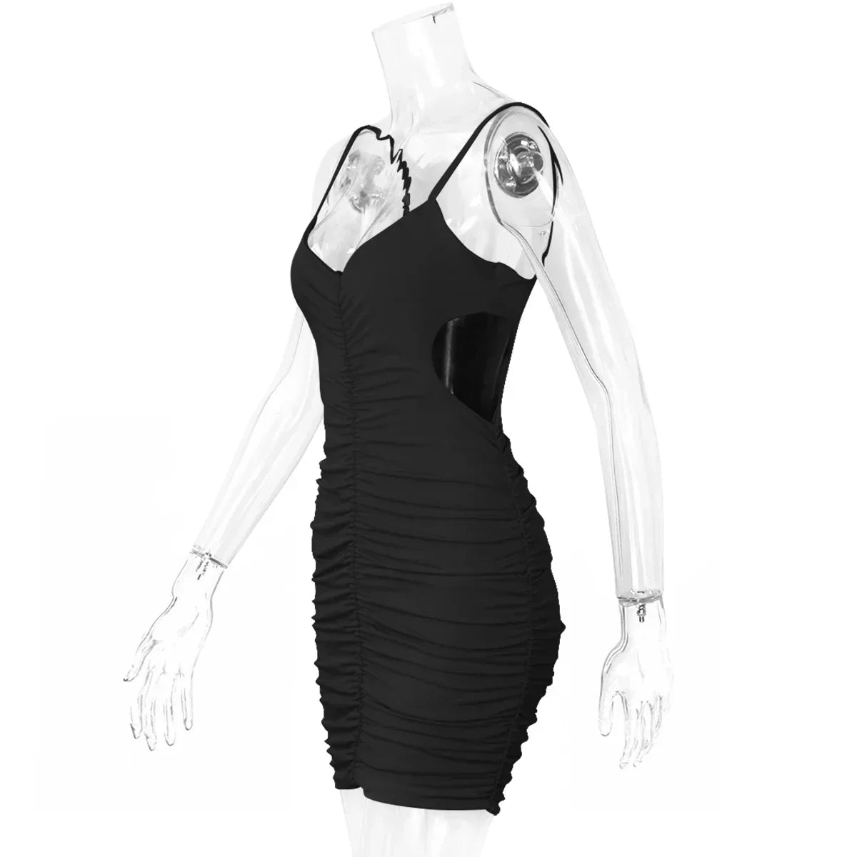 Backless Pleated Hollowed Out Suspender Wrap Buttocks Summer New Slim Nightclub Cut Out Dress