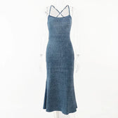 Beachwear Knit Sexy Spaghetti Strap Strapless Backless Lace Up Female Slip Holiday Club Bodycon Dress