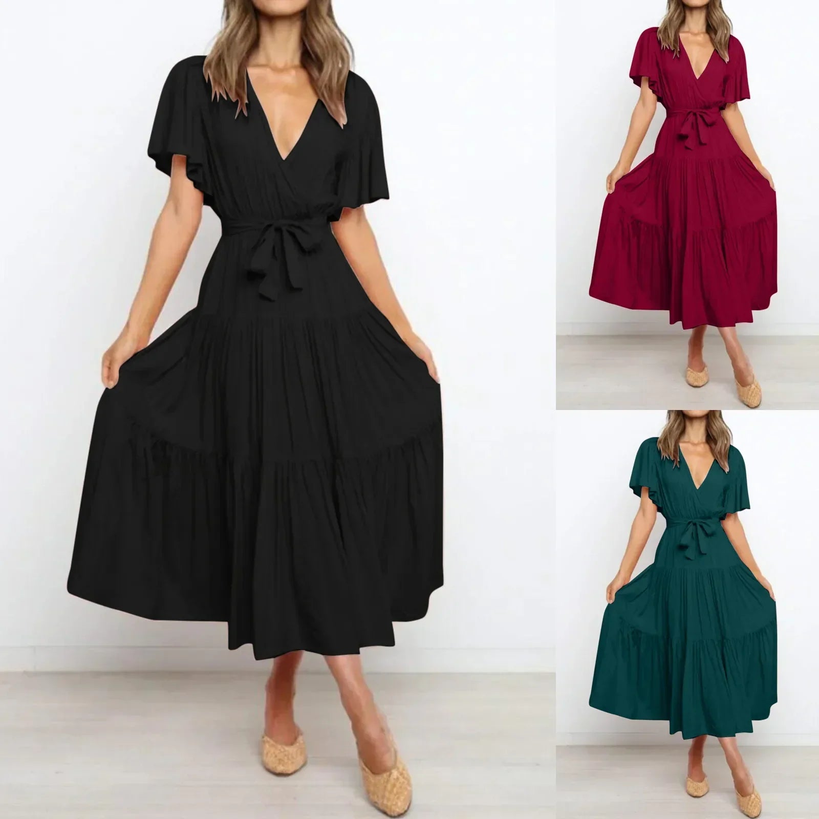 Irina Maxi Dress with a Deep V-neck for Women Chic Boutique Style