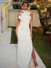 Backless Halter-Neck Maxi Dress