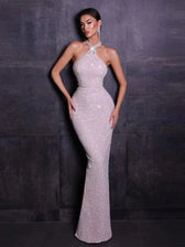 Backless Halter-Neck Maxi Dress