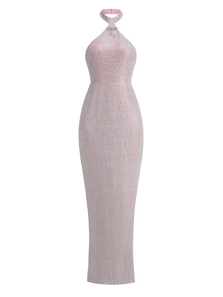 Sequin Halter Neck Sleeveless Bodycon Mermaid Maxi Gown 3