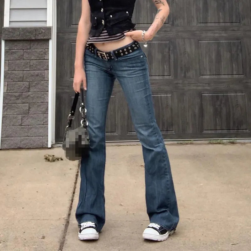 Blue Bell Bottom Bootcut Fashion Streetwear Jeans