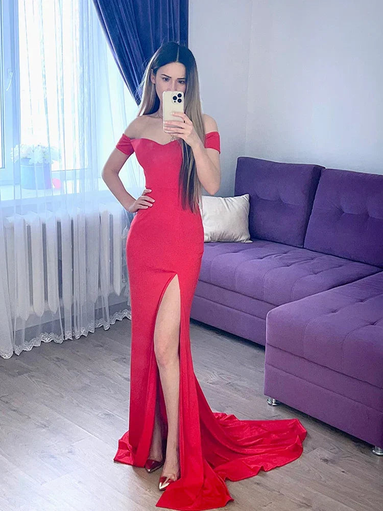 Off-the-Shoulder Bodycon Maxi Dress