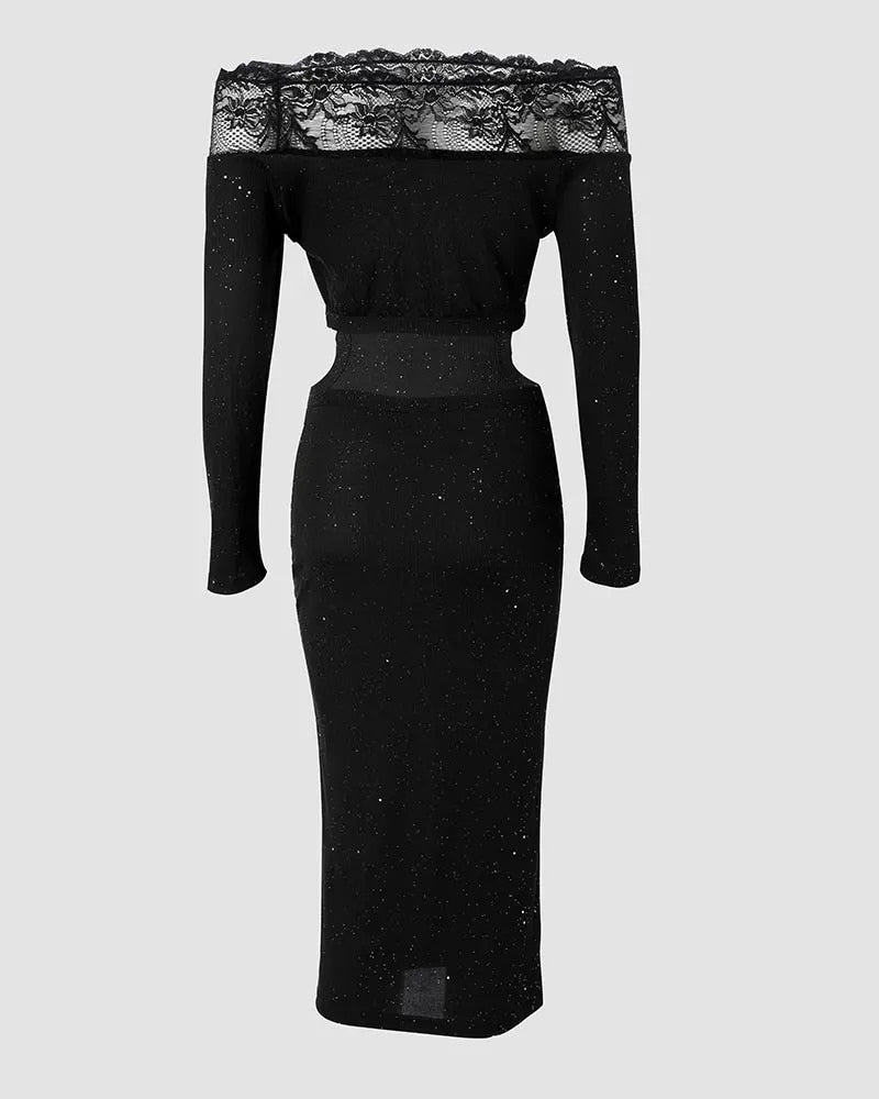 Off-the-Shoulder Lace Bodycon Mini Dress