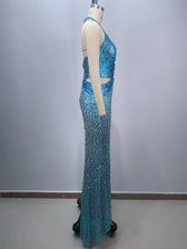 Deep V-Neck Sequin Maxi Dress