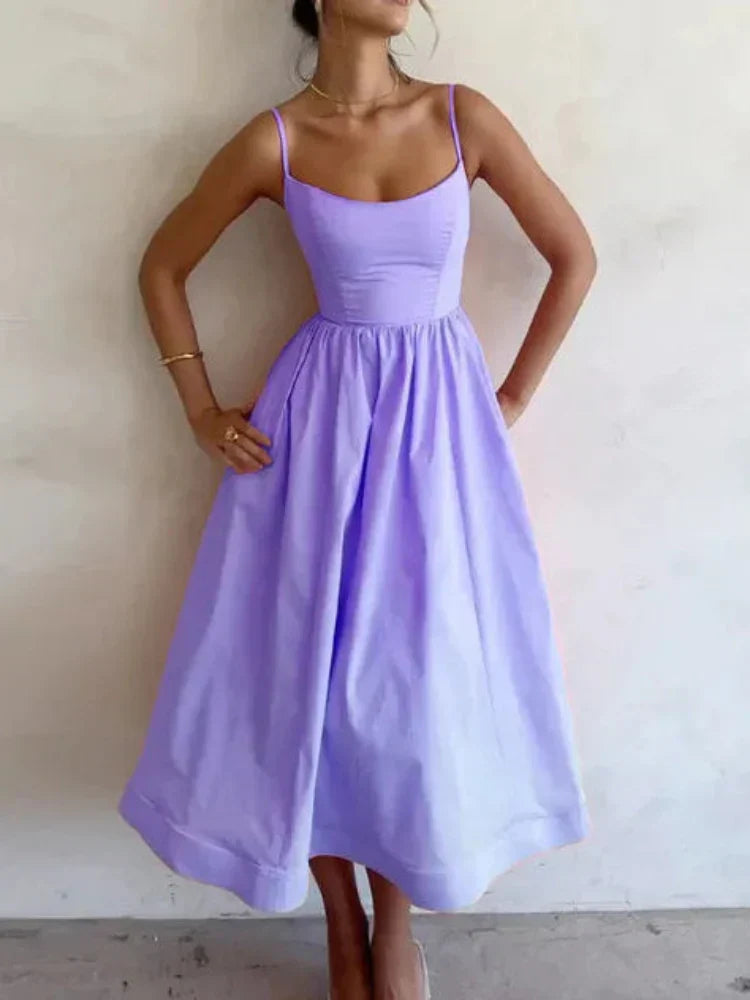 Elise | Flattering Waist-Fitted Flare Dress Purple