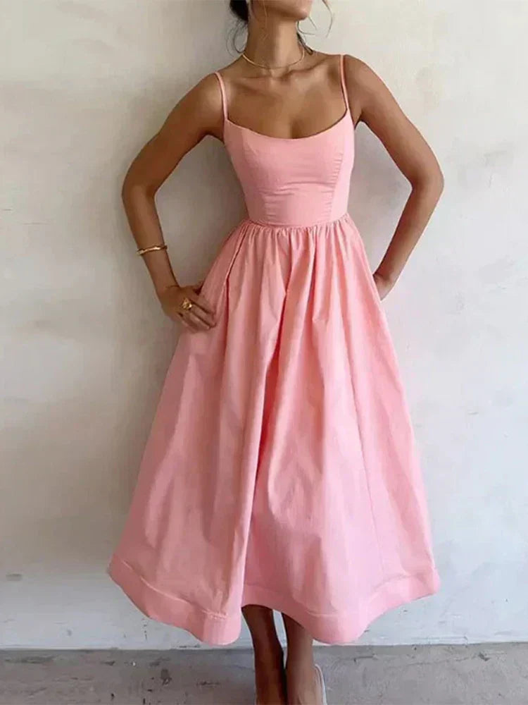 Delaney - Flattering Waist-Fitted Flare Dress Pink