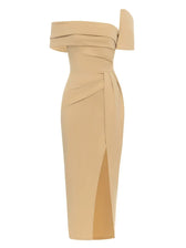 Sexy Square Collar Folds Design Long Dress Short Sleeves Christmas Party Yellow / S Dresses-L