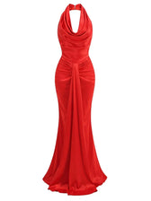 Sexy Swinging Collar Backless Pleated Long Dress Draped Design Christmas Party Red / S Dresses-L