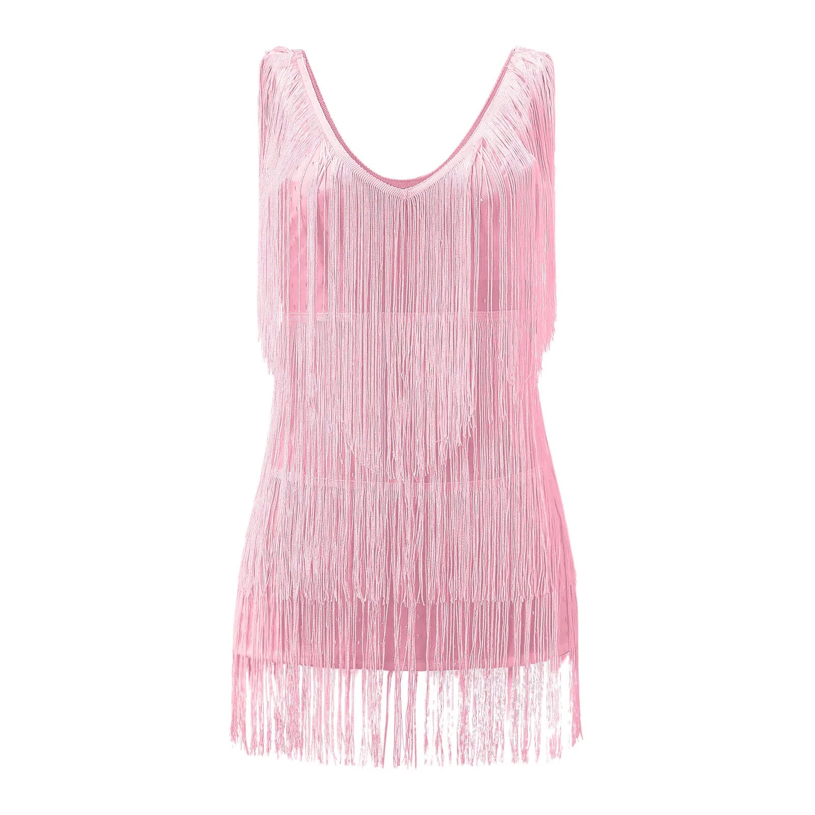 VNeck Tassel Mini Elegant Sleeveless Sequin New Ladies Summer Night Club Cami Fringe Dress