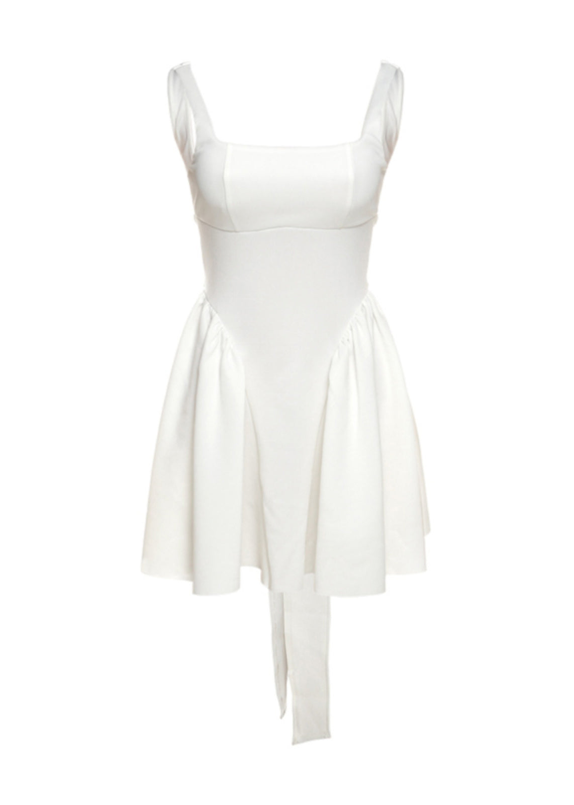 Sexy White Backless Bow Lace Up Mid Dress Summer 5
