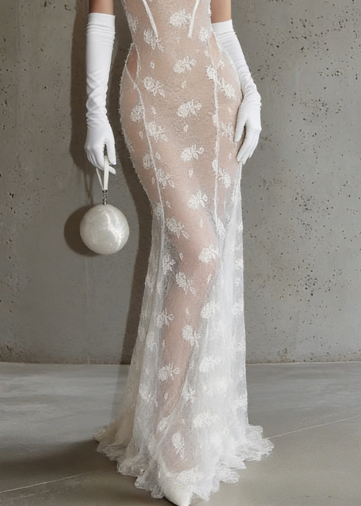 Sexy White Hollow Out Lace Perspective Tulle Maxi Dresses Sleeveless 4
