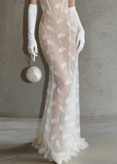 Sexy White Hollow Out Lace Perspective Tulle Maxi Dresses Sleeveless 4