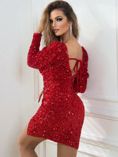 Backless Sequin Mini Dress