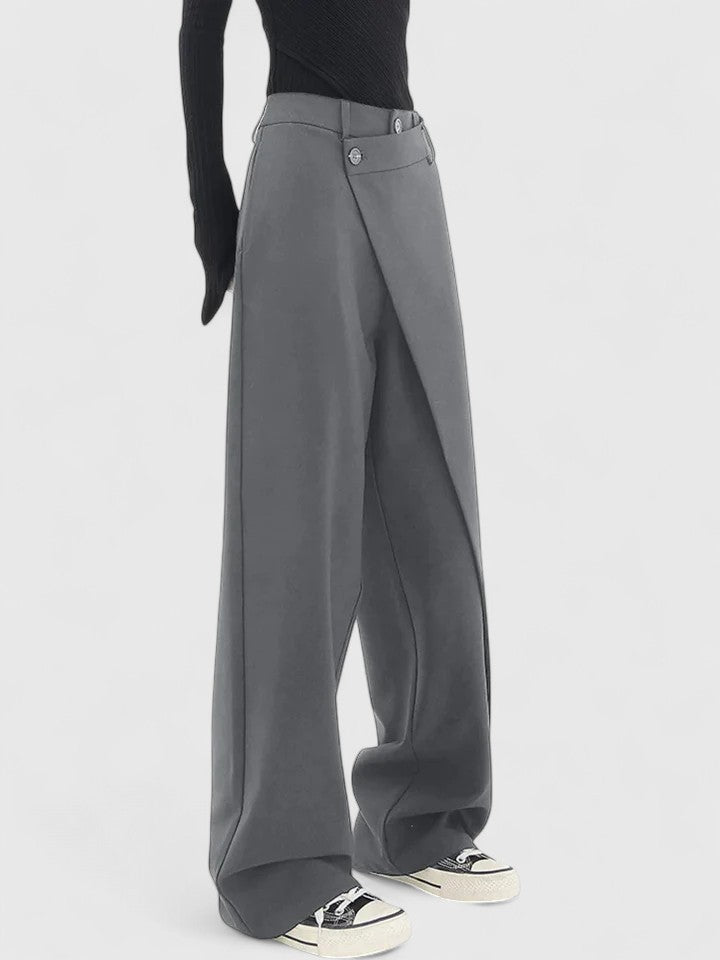 High Waist Wide Leg Tailored Trousers