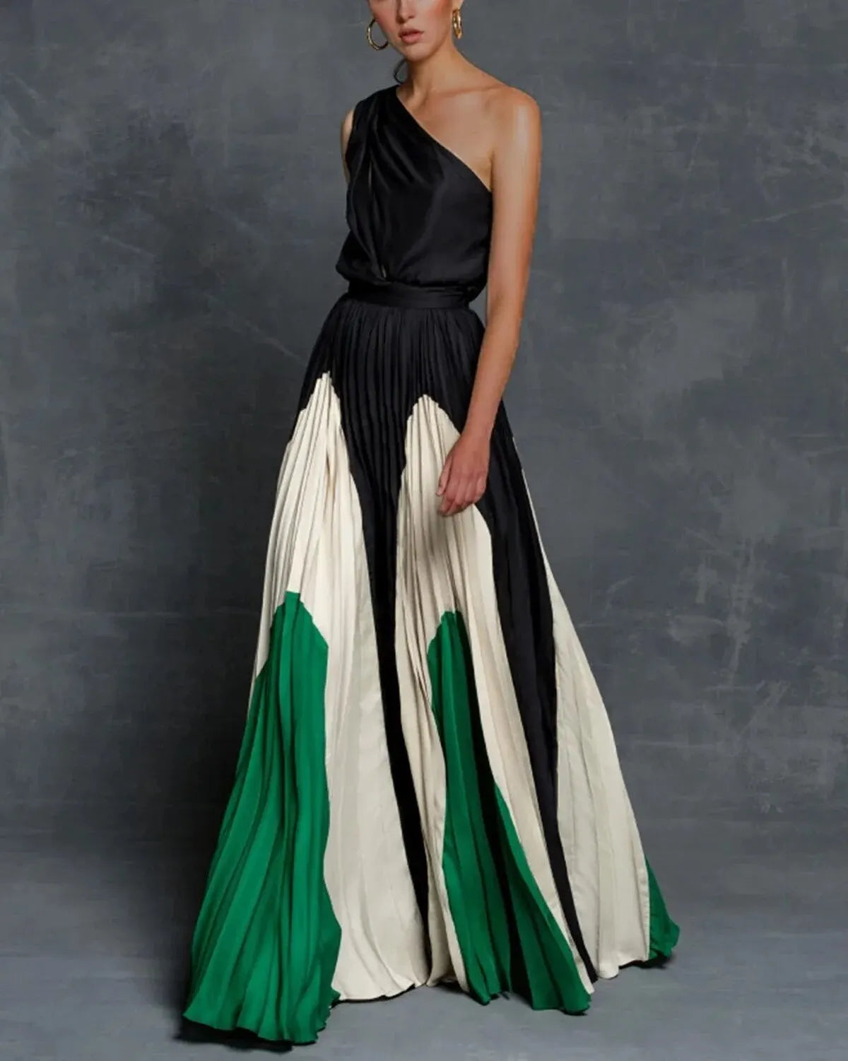 One Shoulder Pleated Maxi Gown 2
