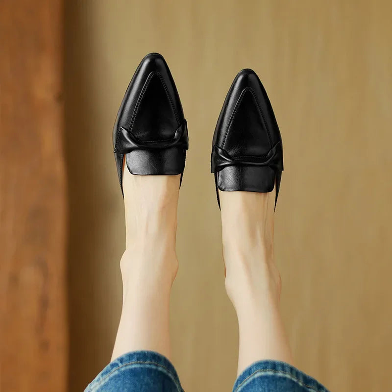 Square Toe Block Heel Loafer Mules