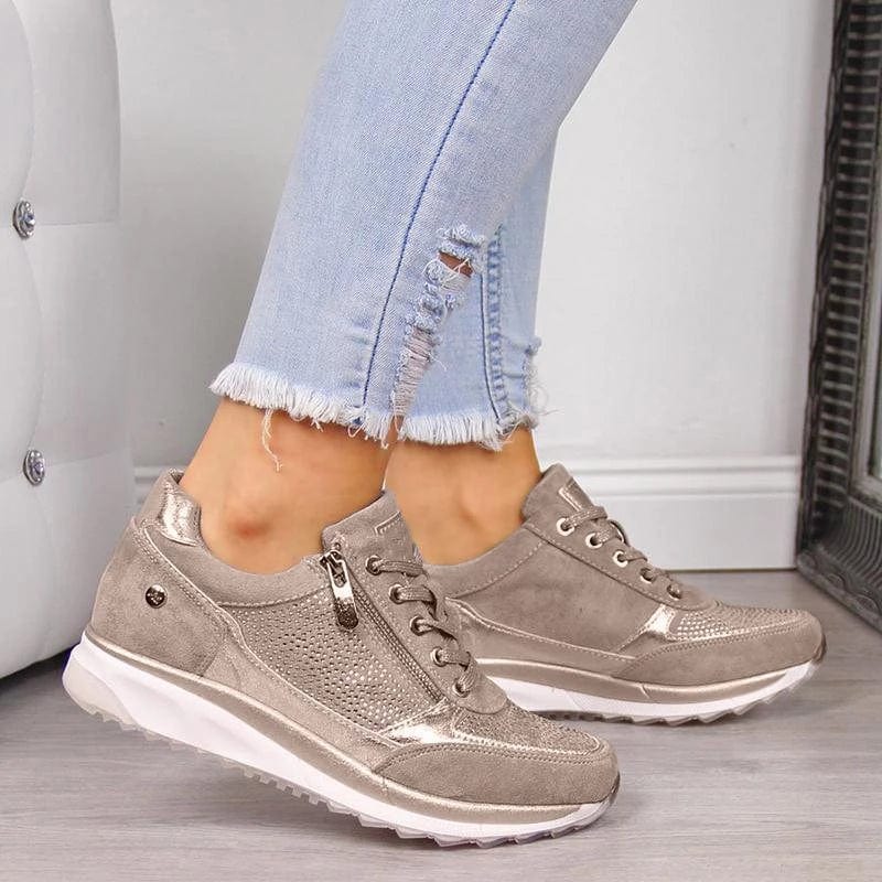 Lace Up Side Zip Platform Sneakers