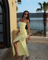 Mermaid Strapless Slit Prom Party Dress 4
