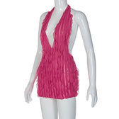 Deep V-Neck Mini Dress