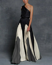 One Shoulder Pleated Maxi Gown 3