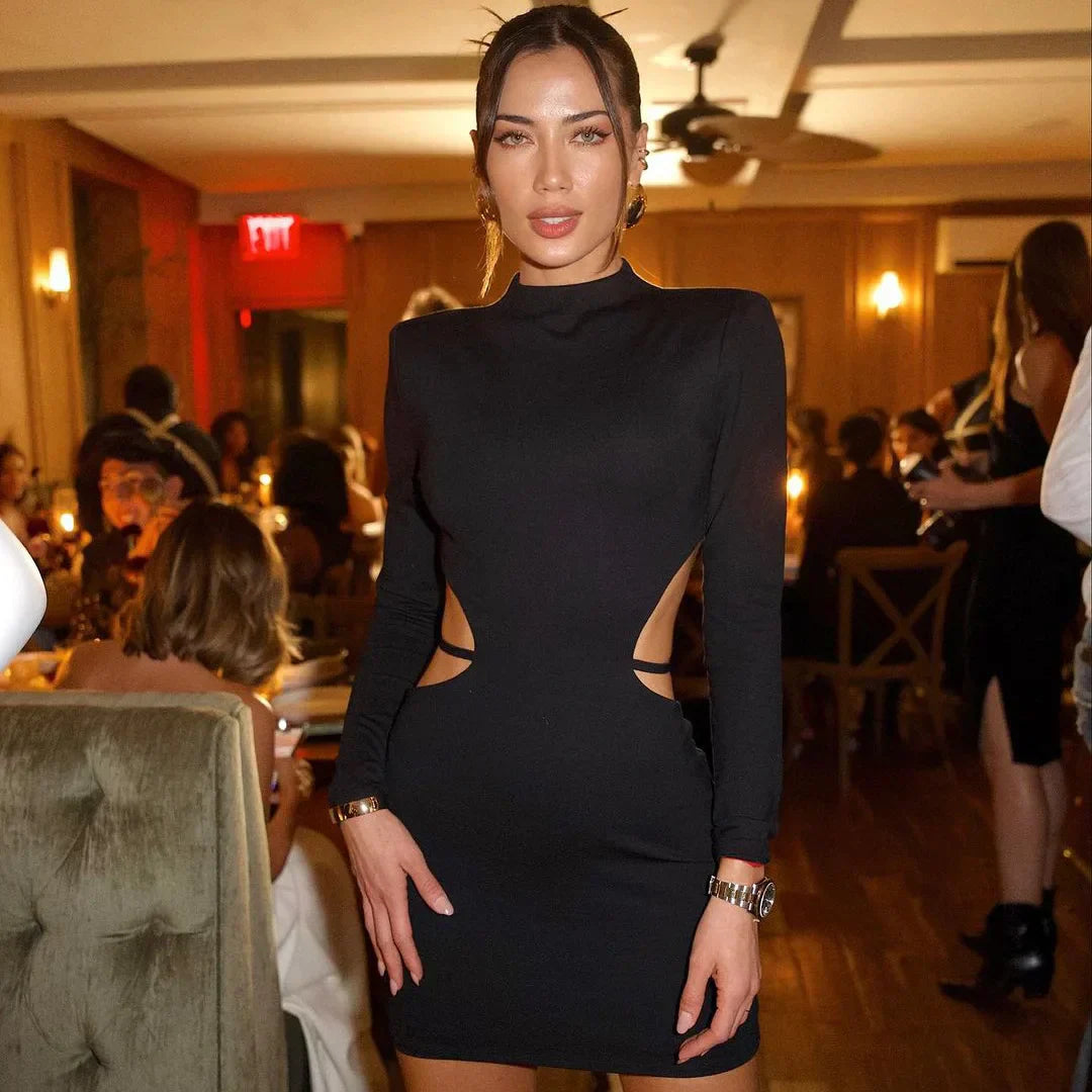 Backless Bandage Long Sleeve Mini Dress 5