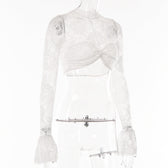 Lace Sheer Mesh Crop Top
