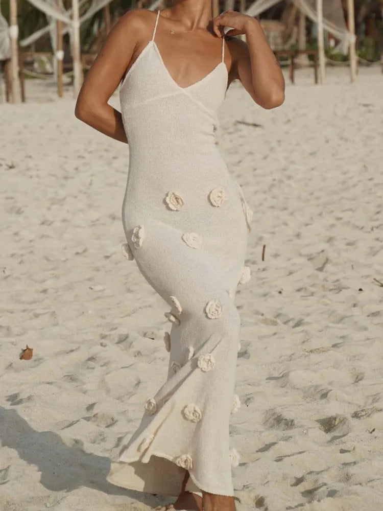 Halter Neck Flower Patchwork Lace - up Maxi Dress