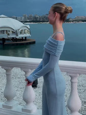 Off Shoulder Long Sleeve Bodycon Maxi Dress - View 5