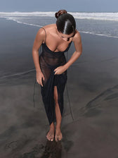 Sheer Mesh Swing Neck Midi Dress 4